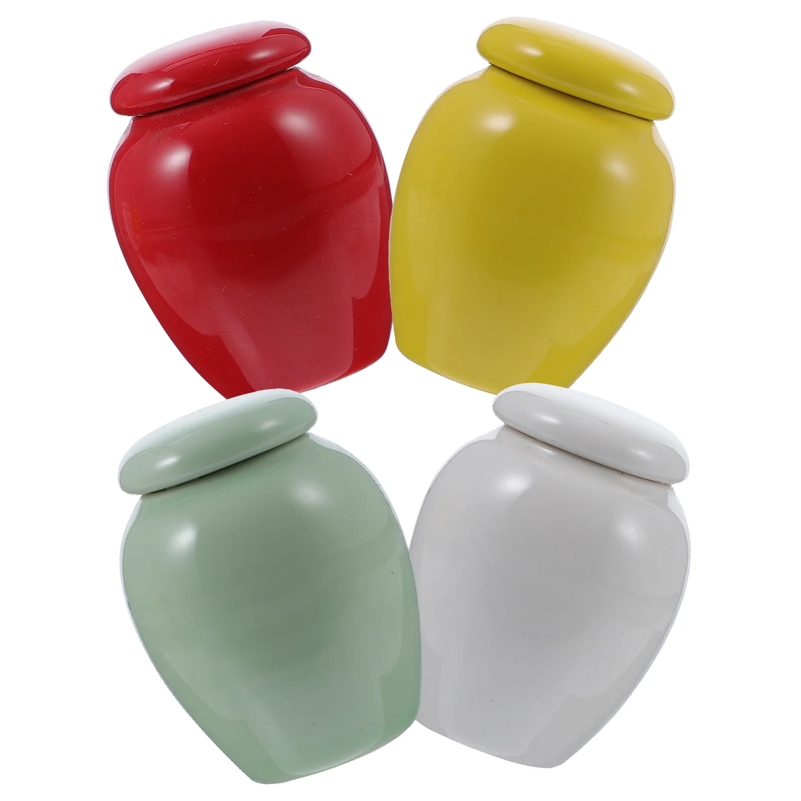 

4Pcs Ceramic Pet Urn Small Ashes Container Smooth Cremation Casket Memorial Jar Pet Urn Jar Commemorative Casket
