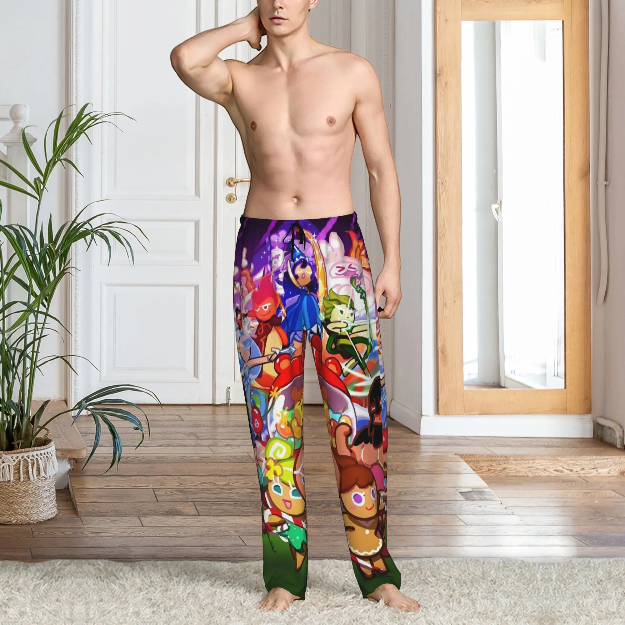 Custom C-Cookie Run Kingdom Pajama Pants Men Cute Anime Sleepwear Lounge Sleep Bottoms Stretch with Pockets - view 6