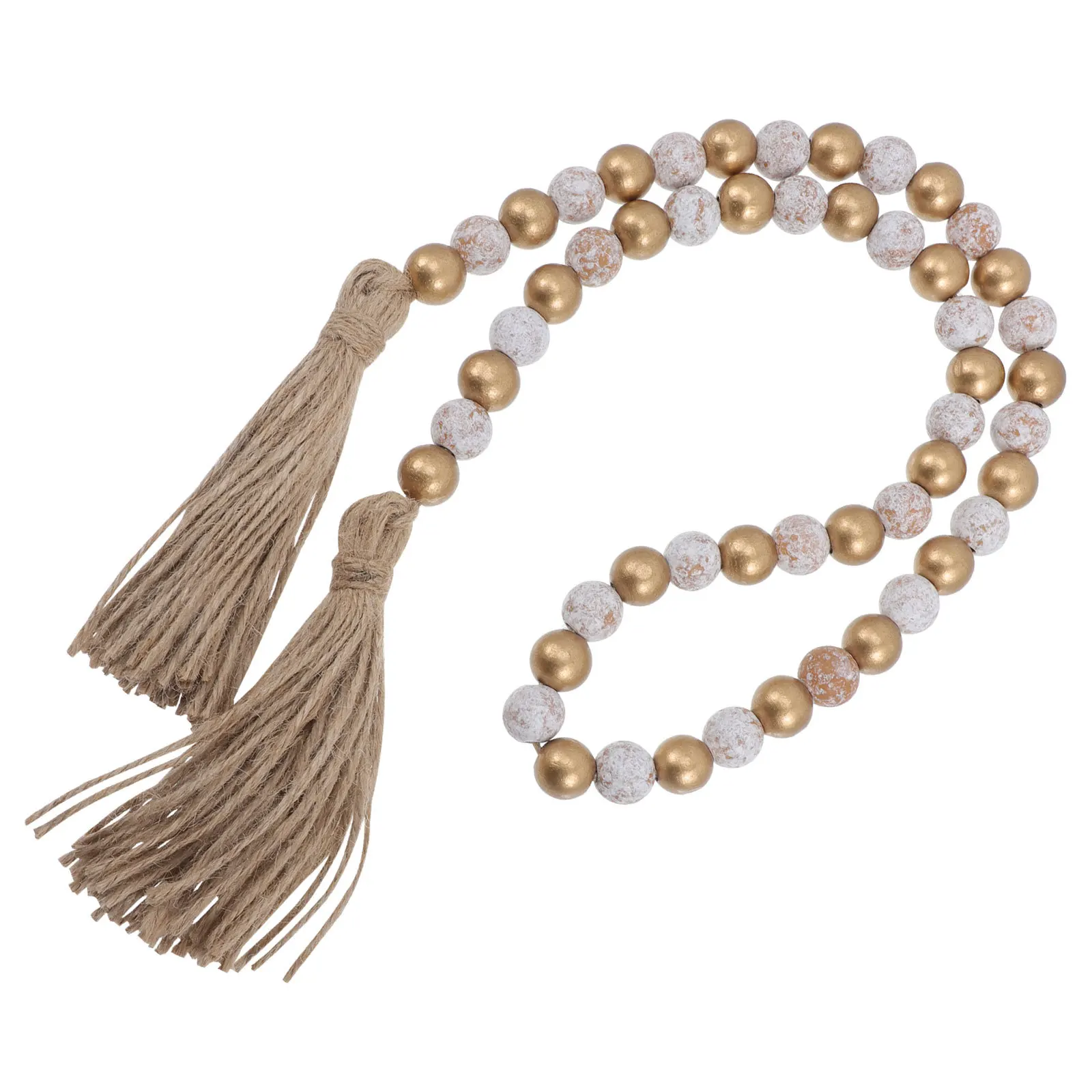 

Wood Beads Garland Tassels Beaded Garland Decor Long Rustic Farmhouse Hanging String for Mantels Bedrooms Patios