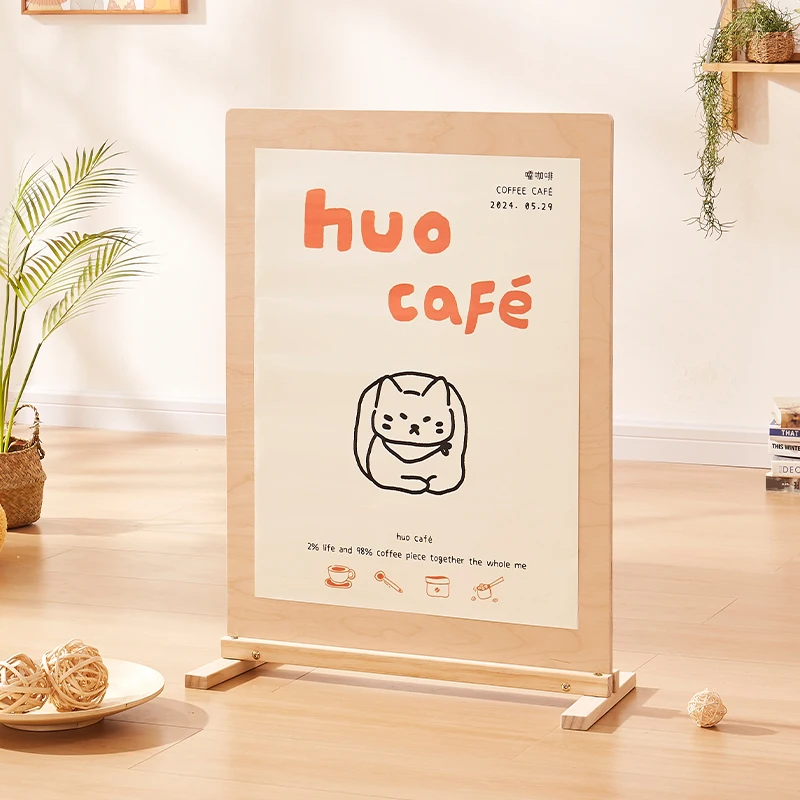 Solid Wood Advertising Display Rack Kindergarten Handmade Works Poster Wooden Frame Restaurant Promotion Activities Display