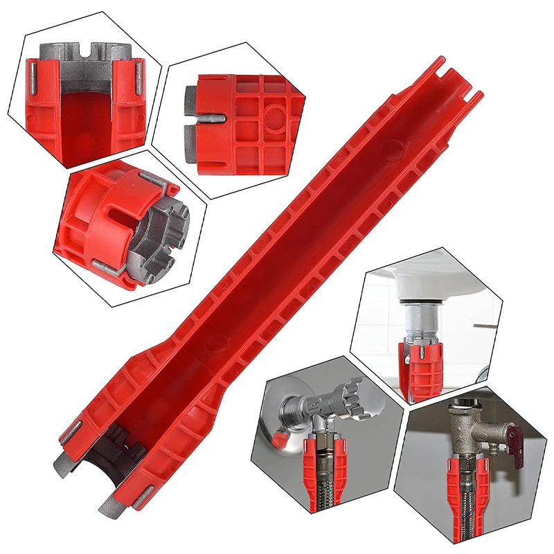 Llave de fontanero antideslizante multifuncional, herramienta de reparación de fontanería, llave de fregadero de Flume, juegos de herramientas de baño