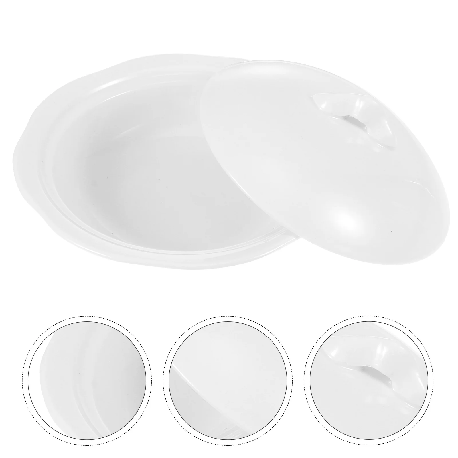 

Covered Ceramic Butter Plate White Simple Kitchen Bowl for Bird's Nest Abalone Dessert Food Serving Non-Slip Heat Resistant
