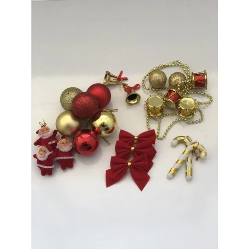 Happyland Christmas 4cm'lik Red Gold Chain 39 Piece Ornament