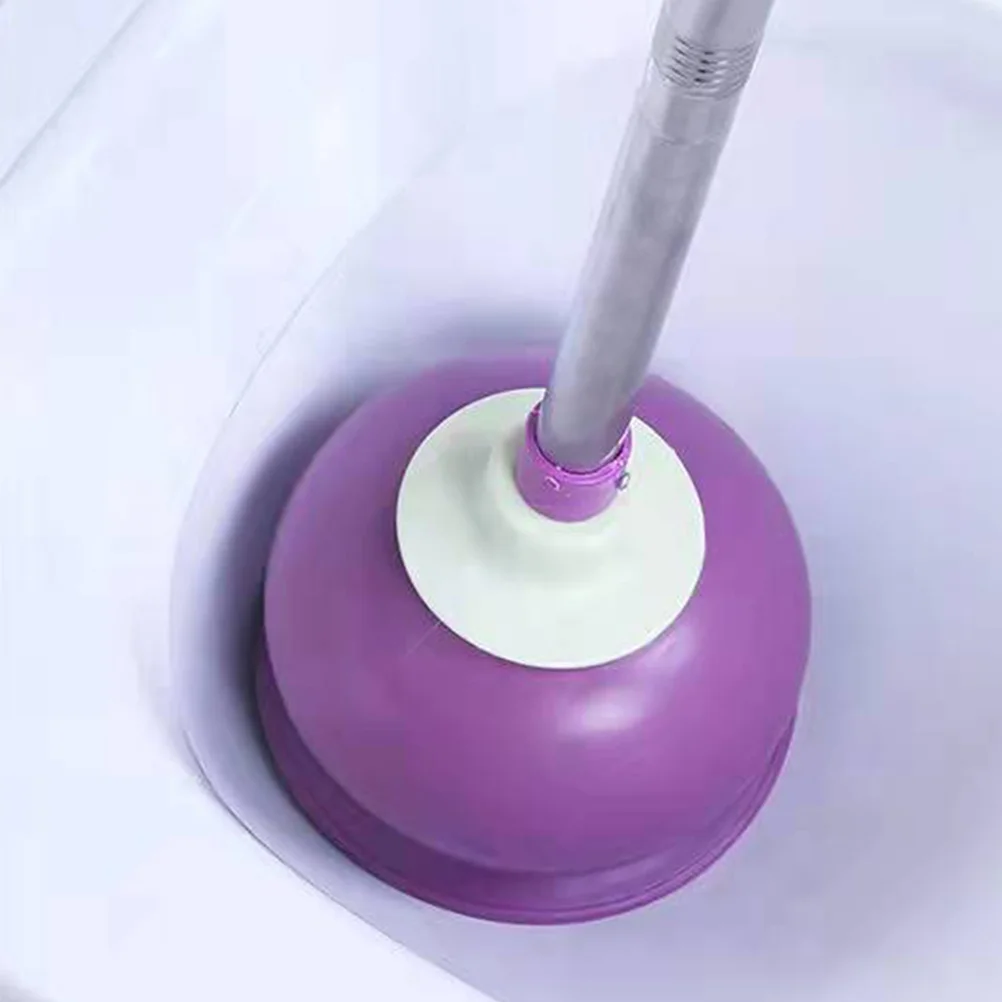 Plunger Toilet Suction Bowl Cleaners Long Handle Rubber Plug Purple Drain Cleaning