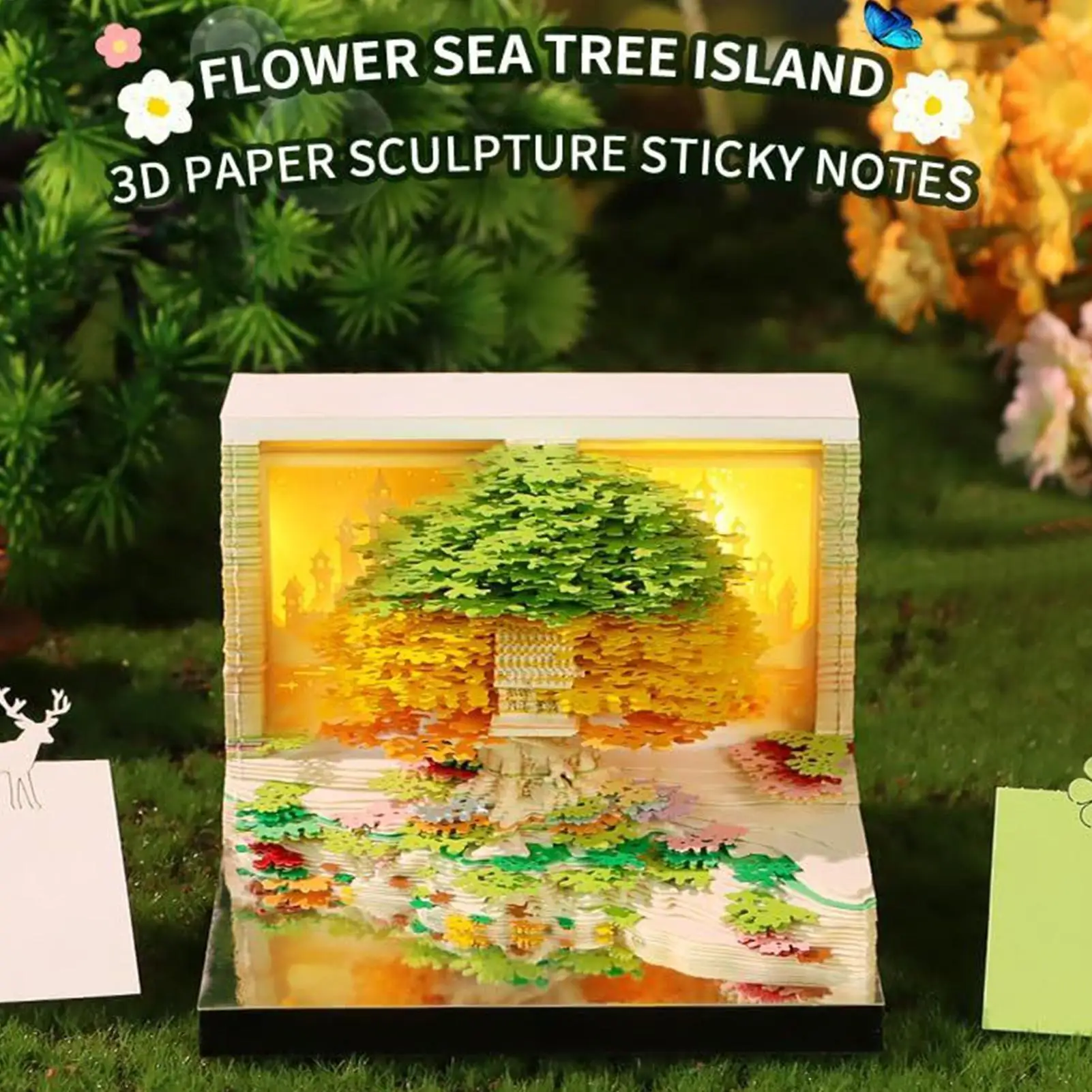 Timepiece Calendar 2026 3D Paper Sculpture Calendar Tear Away Notepad Paper Sculpture Flower Tree Design Decor For School