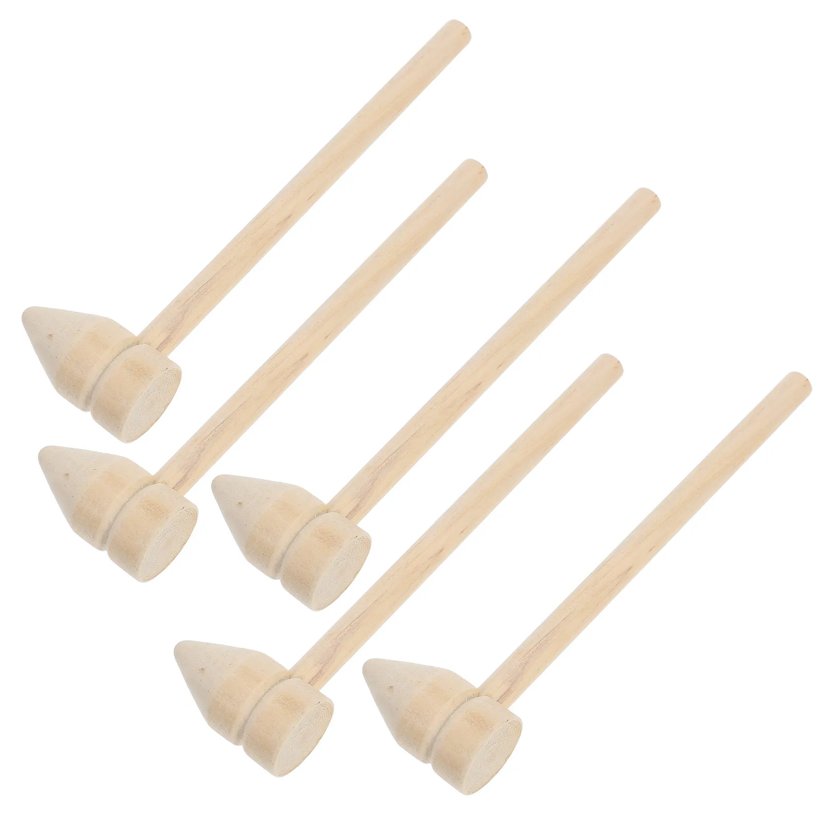5Pcs Wooden Mini Hammers Kids Multi-Use Small Mallets for Blocks Archaeology Role-Playing First Birthday Skill Development