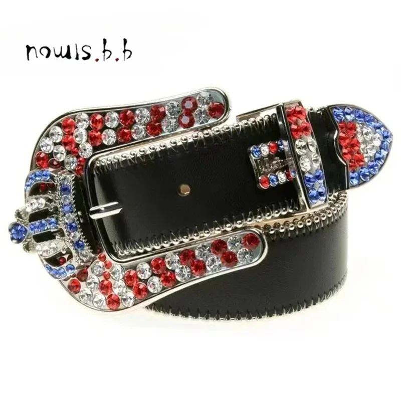 Punk Rhinestone Belts Luxury Strap Western Cowboy Diamonds Bling Belt Men Y2K Crystal Studded Cinto De Strass for Jeans