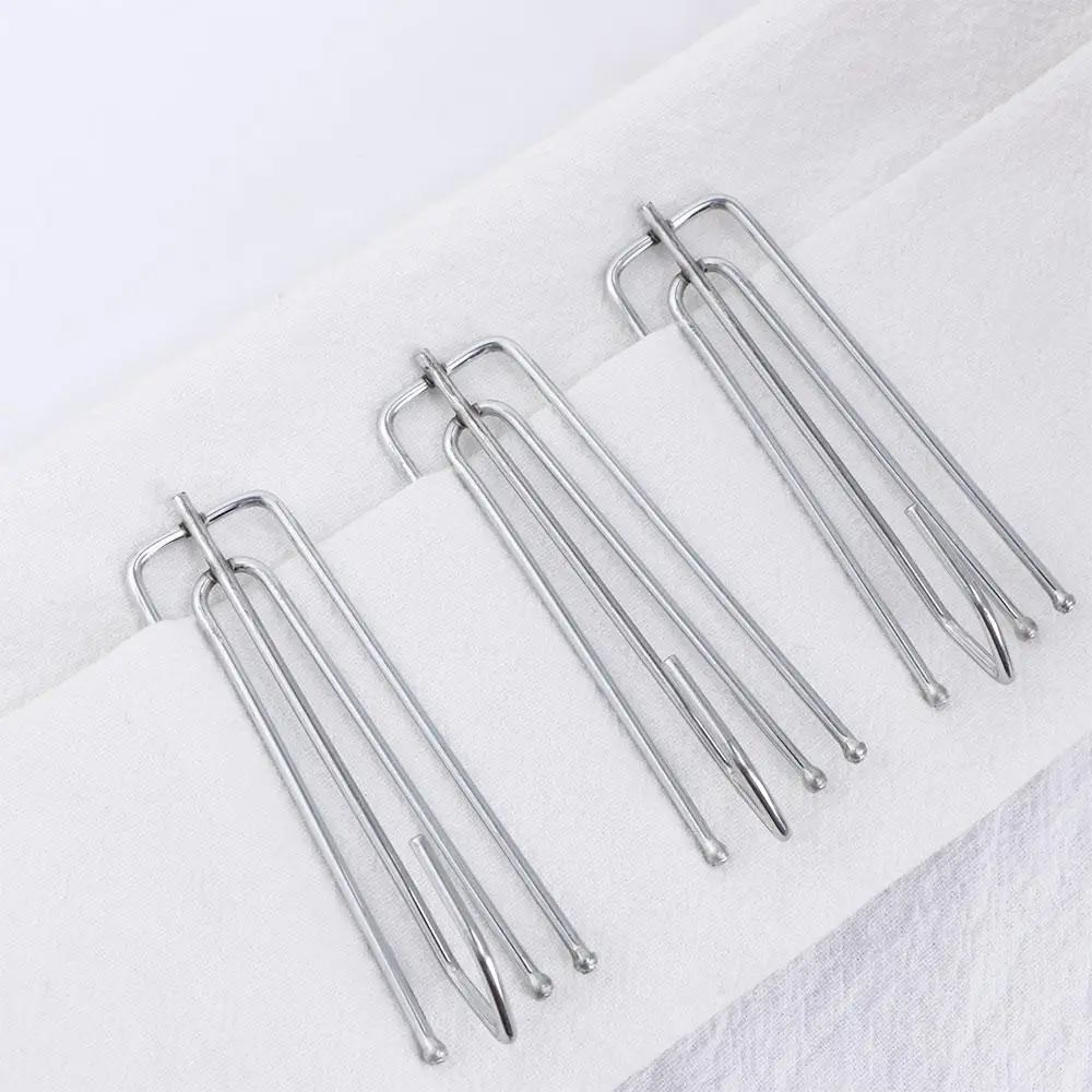 Stainless Steel Curtain Pleat Hooks Drapery Hook and Pin for Pleated Drapes,4 Prongs Pinch Pleat Hook Clips