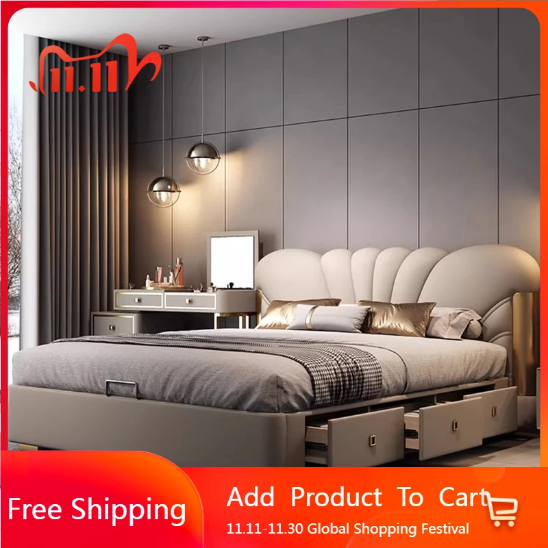 

Accent Nordic Bed Luxury Designer Lazy Modern Relaxing Soft Minimalist Salon Comfortable Bed Ergonomic Cama Unique Furniture