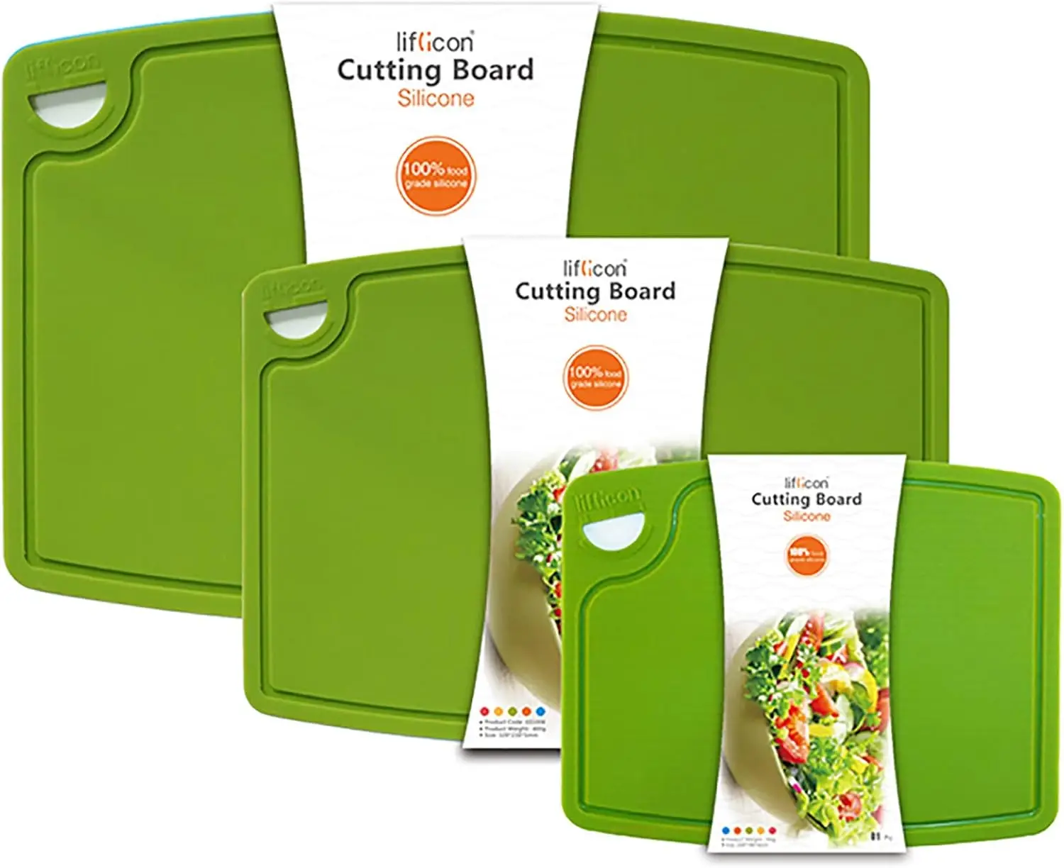 

3-Piece Foldable Silicone Cutting Boards Set with Juice Grooves, Easy Grip Handle, Dishwasher Safe & BPA-Free for Kitchen