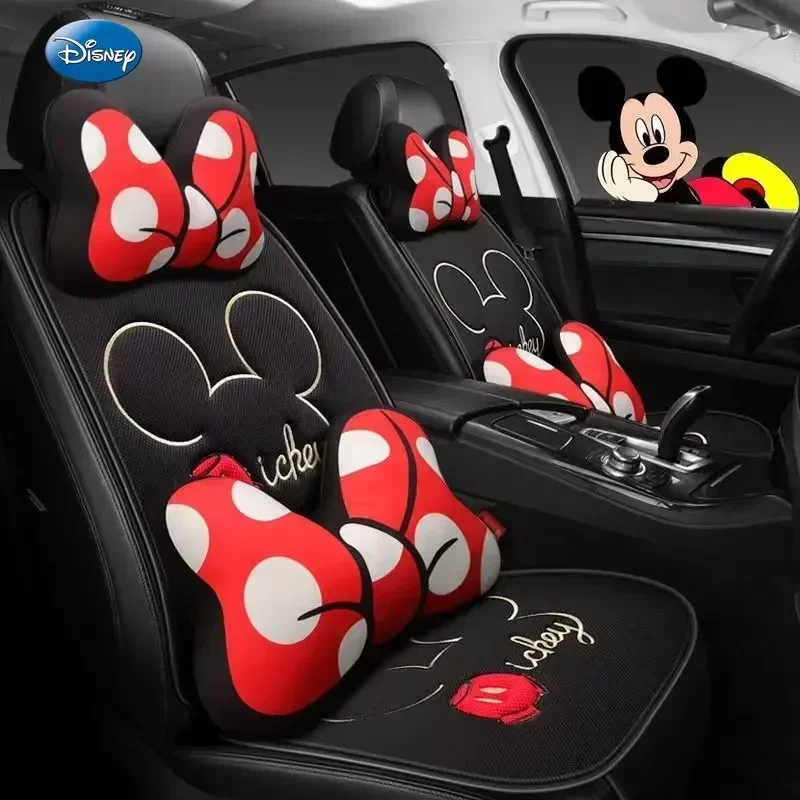 Disney Car Interiors Cartoon Seat Cushion All Seasons Breathable Tie-Free Anti-Slip Fabric Seat Cover Car Seat Protective Cover