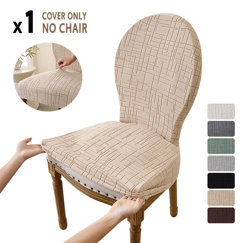 1PC Stripes Round Back Chair Covers Stretch French Chair Slipcover Kitchen Seat Protector Case for Dining Room Wedding Banquet