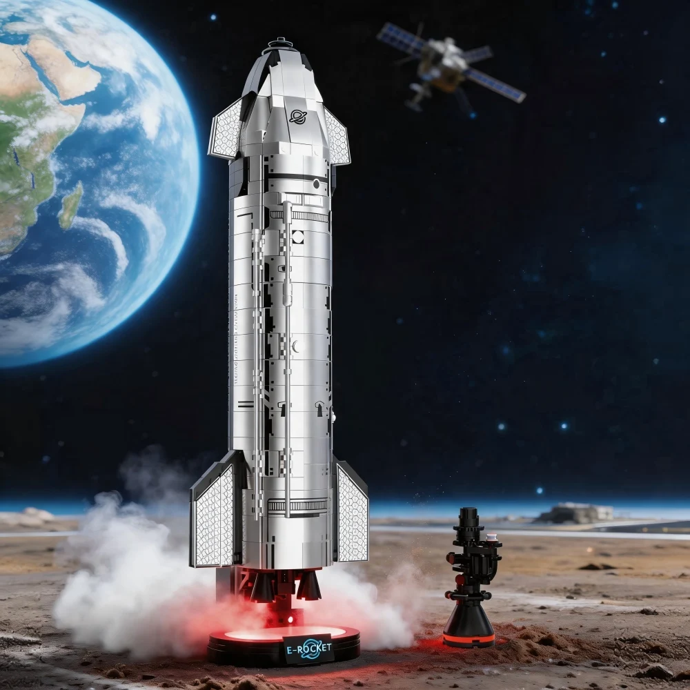 

Galaxy Explorer Starship Rocket Building Set with Lights & Smoke Effect - Spacecraft Model Gift for Adults