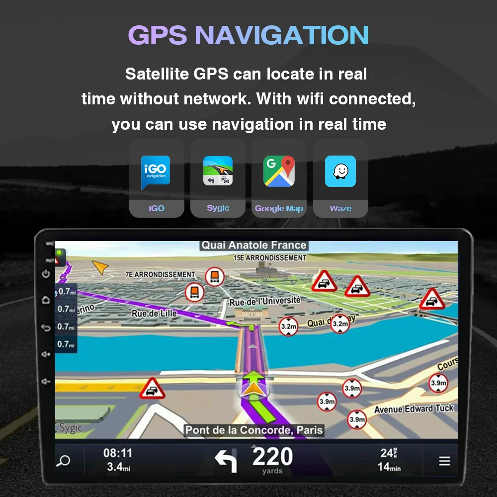 9 Inch Portable Car GPS Android Player with High-Resolution Audio Dashboard Placement Reversing Aid-Car DVD Player  CarPlay