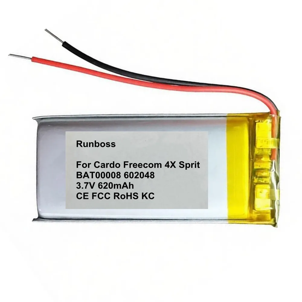 Original Replaces 620mAh BAT00008 602048 Battery For Cardo Freecom 4X Sprit Headset Headphone