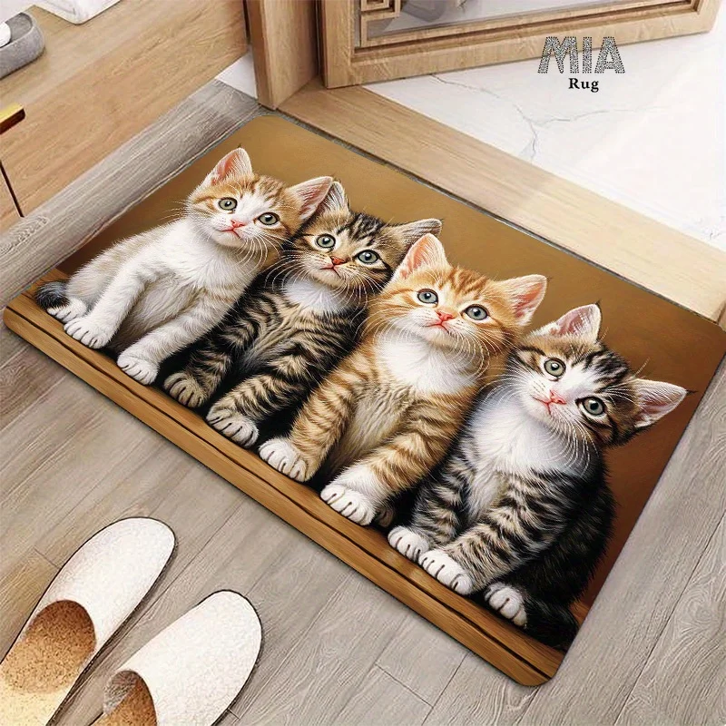 Waterproof Absorbent Cartoon Kitten Pet Doormat Mat for Entryway Bathroom Rug Sponge Floor Mat Decorative Home Decor Gift