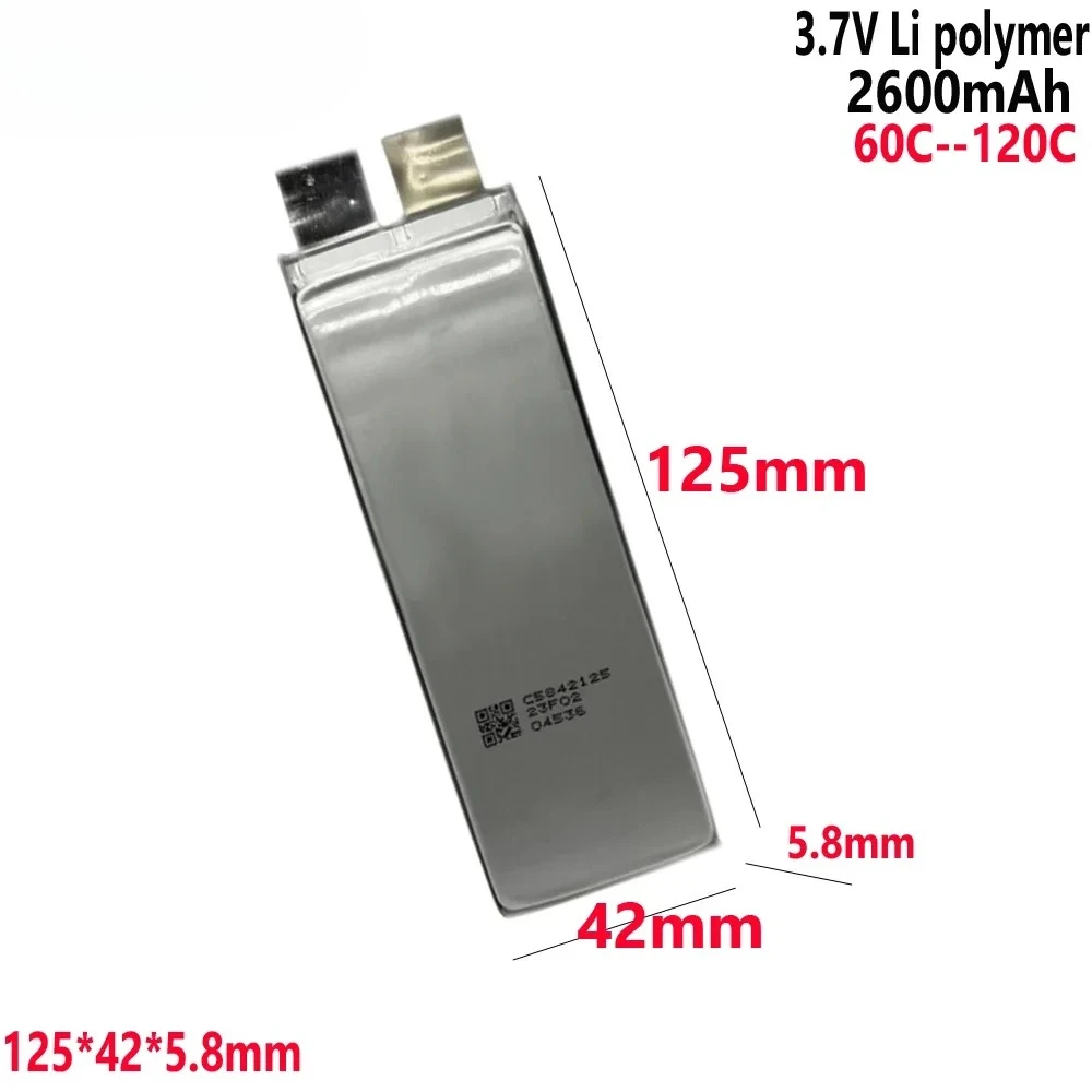 3.7V High Speed Lithium Battery 60C 120C for Aircraft Model, Starting Energy Unit, DIY Battery Pack 12V 24V 36V 5842125 2600mAh