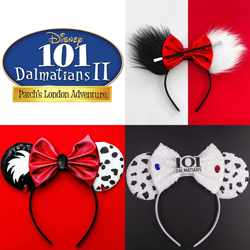 

Disney 101 Dalmatians Ear Headband for Adult Cruella de Vil Hairbands Women Spots Bow Hair Accessories Girls Kids Party Headwear