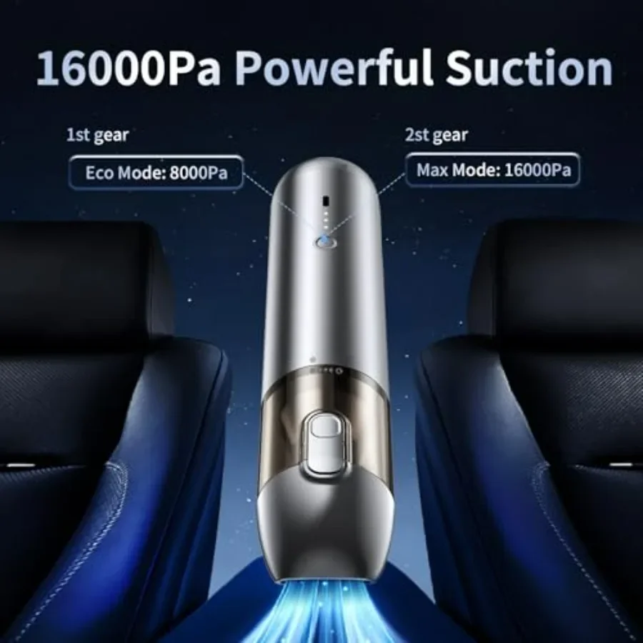 مكنسة كهربائية لاسلكية محمولة مع محرك بدون فرش وشفط قوي 16000 باسكال للسيارة والمكتب المنزلي واستخدام الحيوانات الأليفة 4 في 1 قابل لإعادة الشحن Mi