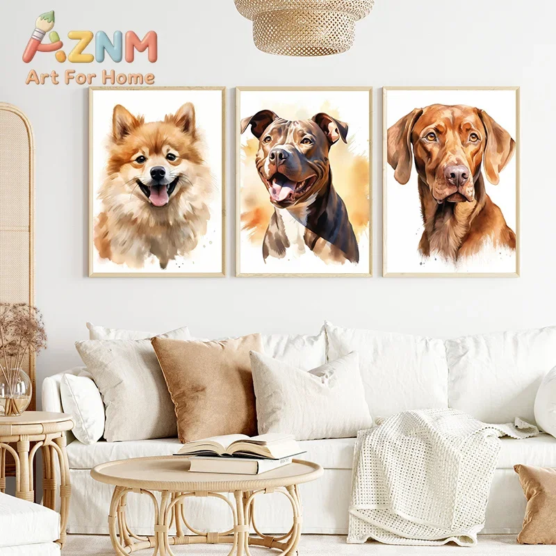 1pc frameless Canvas Painting Welsh Corgi Bulldog German Shepherd Labrador Rottweiler Poster Print Wall Art Pictures Canvas Pain