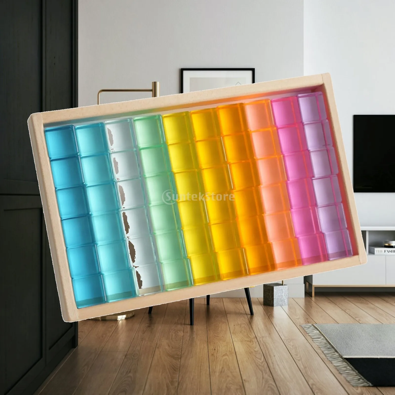 Childrens Rainbow Cube Blocks Set 100 Pieces Acrylic Building Toys for Kids 4-7 Educational Sensory Stacking Montessori