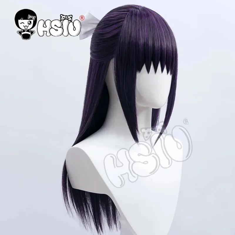 72th Anime Iori Utahime Wig Jujutsu Kaisen Cosplay HSIU Black and purple mixed long Free white bow hair acc
