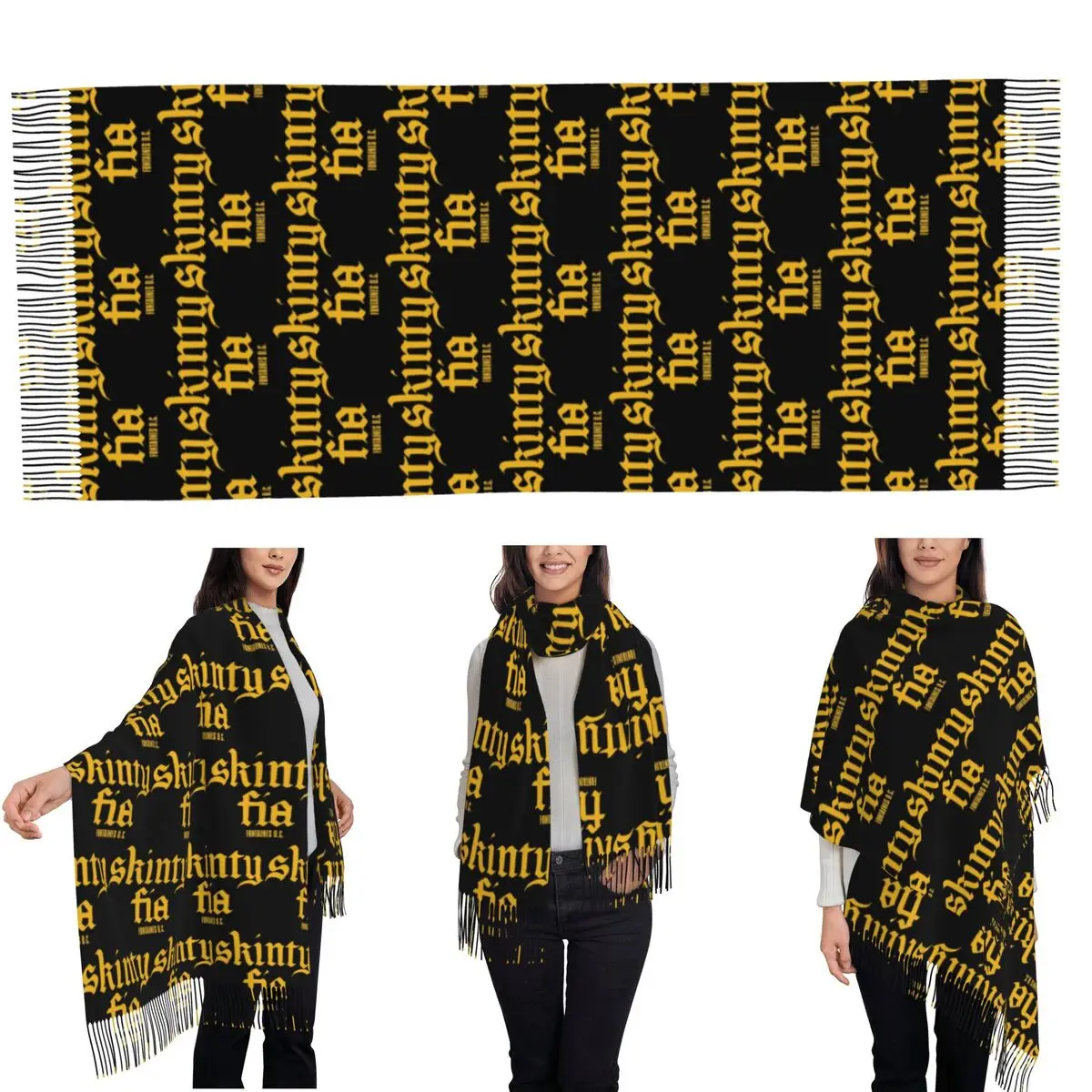 Fontaines DC Merch Skinty Fia Scarf Tassel Scarves Women Soft Warm Shawls and Wraps Long Fall Winter Shawl Wrap