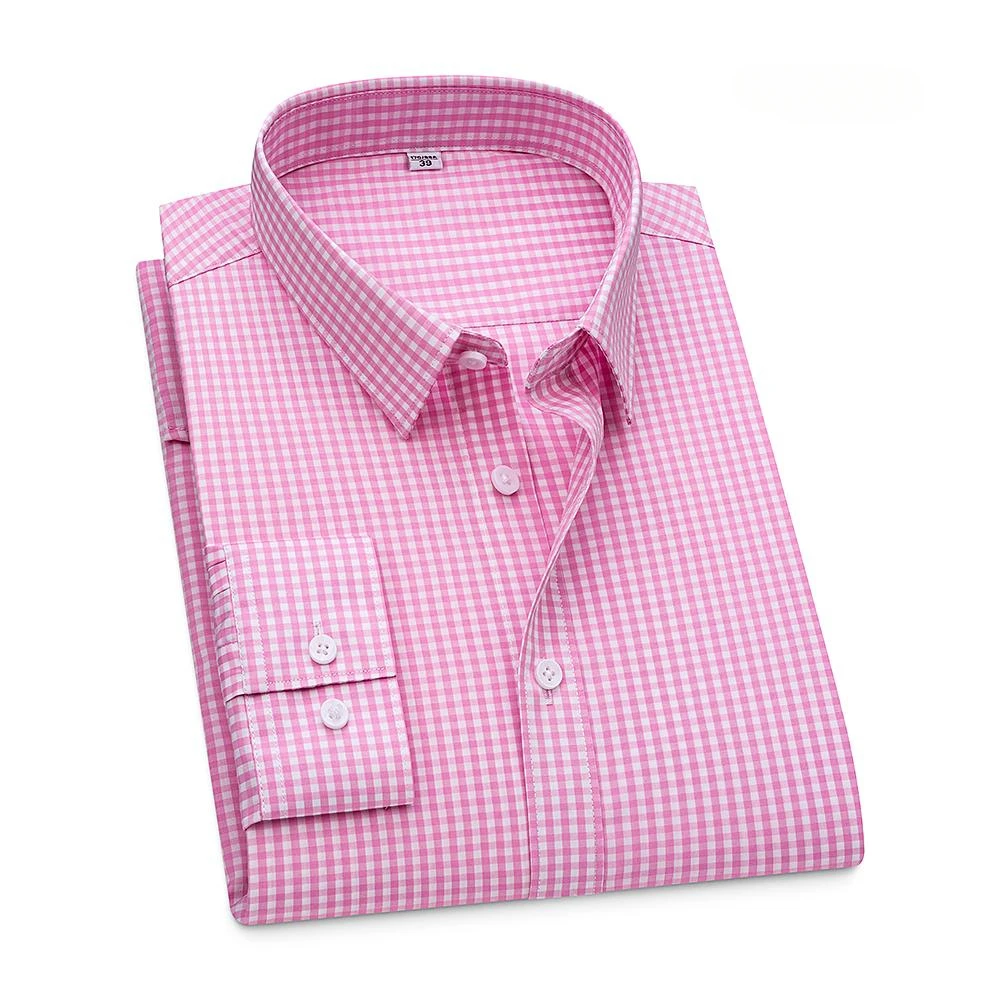 

New in shirt plaid long sleeve shirt for man slim fit casual plain shirt soft striped thin fashion korean hawaiian red clothes