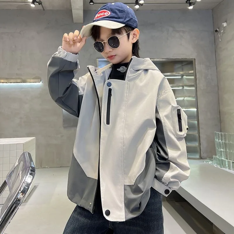 

2025 New Style Boys' Spring Autumn Windbreaker Jacket Big Kids Waterproof Windproof School Outdoor Fashionable Coat