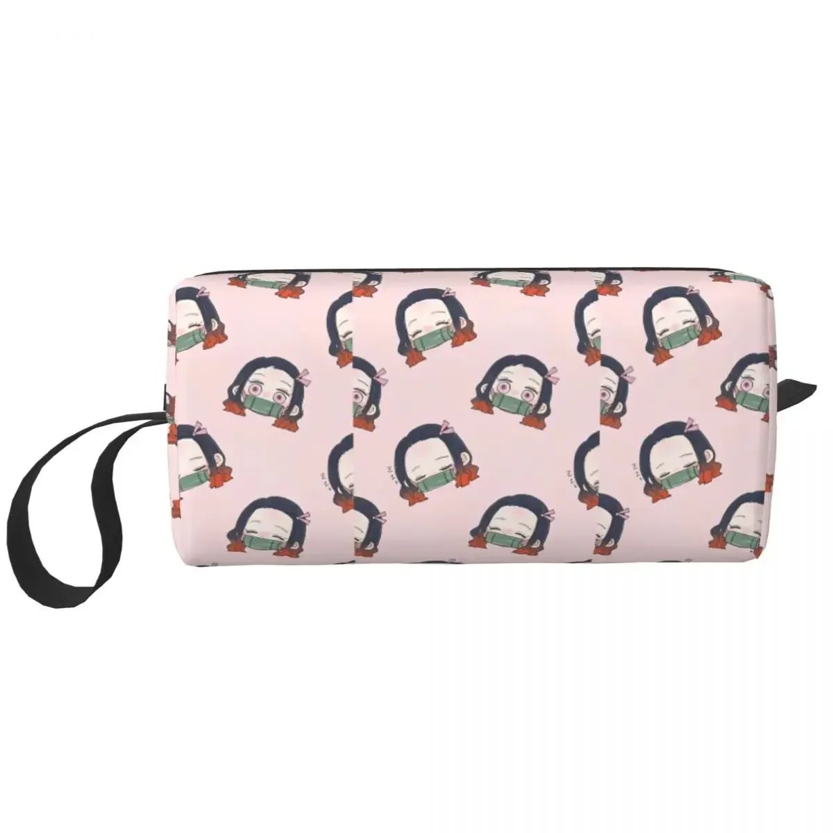 Funny Kawaii Nezuko Makeup Bag Large Cosmetic Bag for Men Women Anime Demon Slayer Toiletry Bags Accessories Organizer