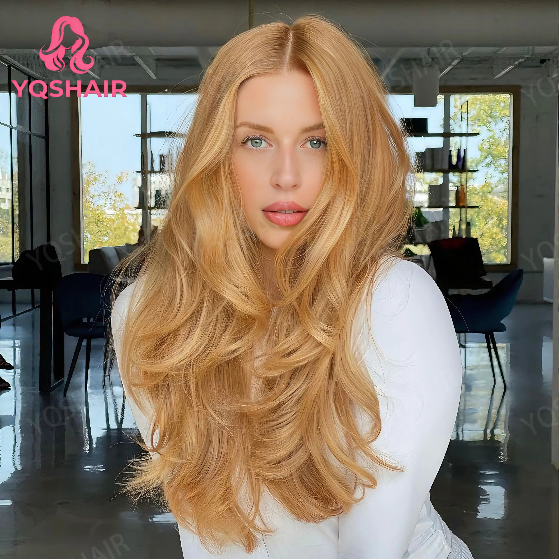 

Парик медового блонда, 100% человеческие волосы, высокая плотность, 13x4, объемная волна, HD, кружевные фронтальные парики, человеческие волосы для женщин, предварительно выщипанные 27 # Цветной