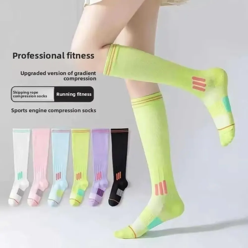 

Compression Fitness Long Tube Socks Elastic Anti-slip Beautiful Calf Sock Running Skipping Yoga Socks For Running Jump