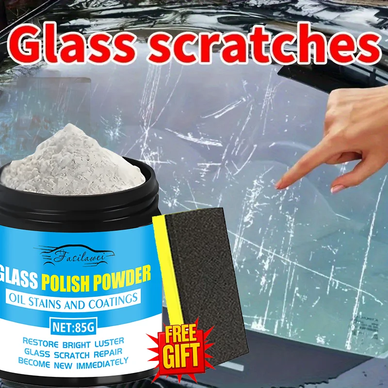 NEW !!Glass Polishing and Scratch Repair Cream, Stain-Free Restoration for Car Windows and Mirrors, Plastic Door and Glass Wax