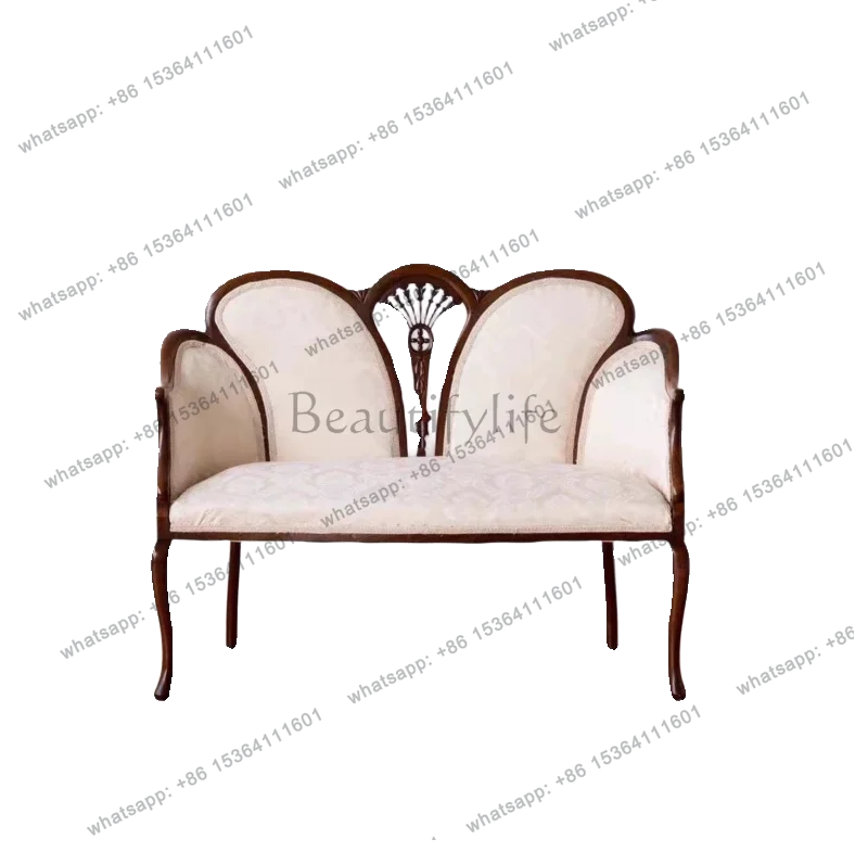 

American retro solid wood sofa light luxury cloth embroidery sofa antique chair