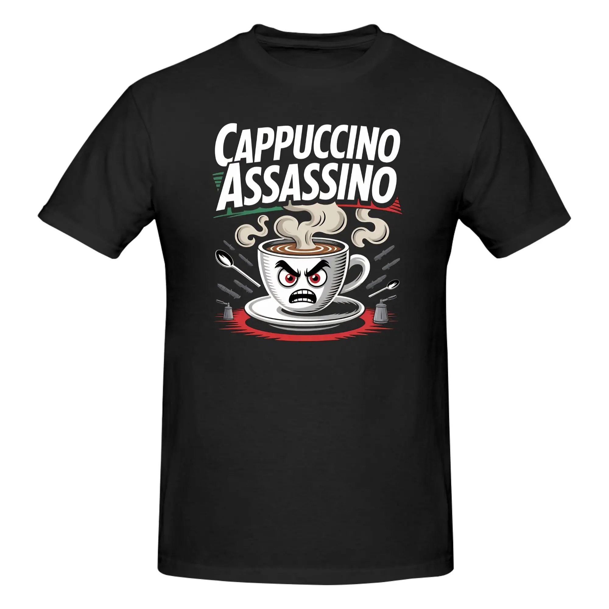 1 Piece Barista Life Graphic Novelty 100% Cotton T-Shirt Cappuccino Assassino Meme Tees Tops For Men