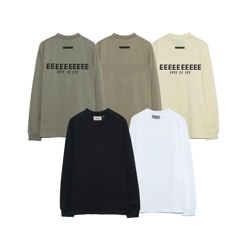 

Autumn T shirt American Trendy Brand Silicone Letter Long Sleeved T shirts Luxury Design Cotton Tops Men's Loose Streetwear