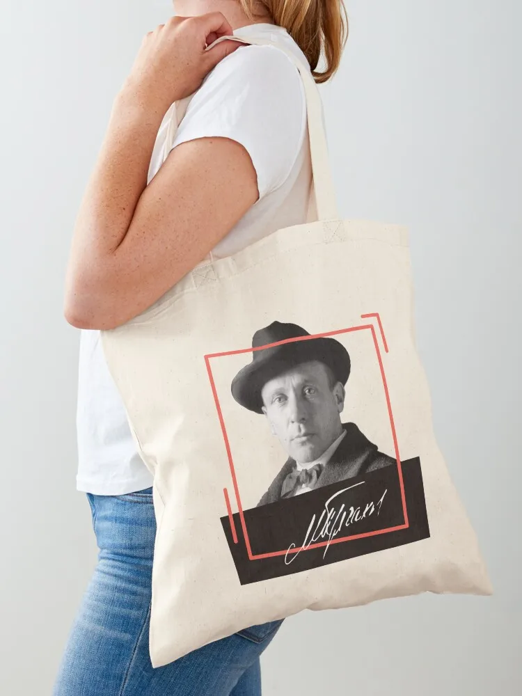 Mikhail Afanasyevich Bulgakov With Signature Tote Bag ecological bags custom fabric bag Canvas shoulder bag