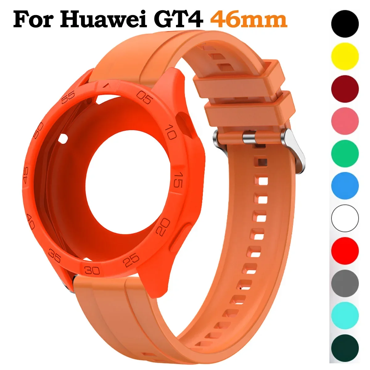 For Huawei Watch GT 4 46mm High Quality Silicone Band Compatible Smart Watchband With Super Light Watch Case