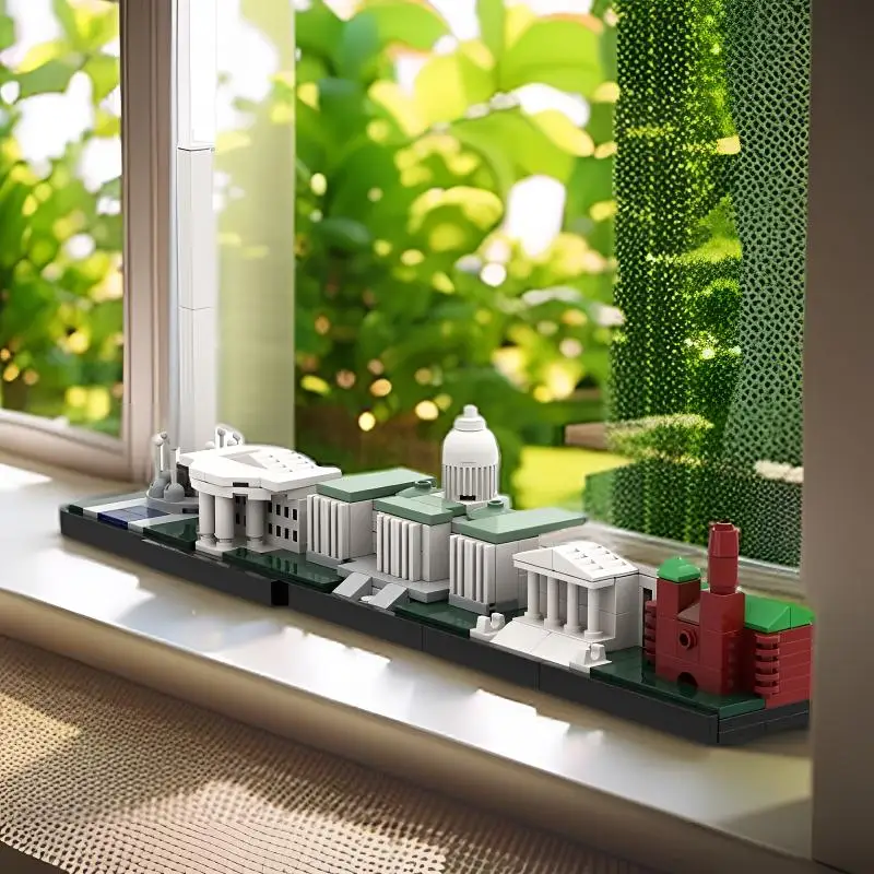 

MOC Washington DC Skyline Строительные блоки Знаменитая городская достопримечательность Строительные кирпичи Модель города Вид на улицу Игрушки Подарок для ребенка 278 шт.