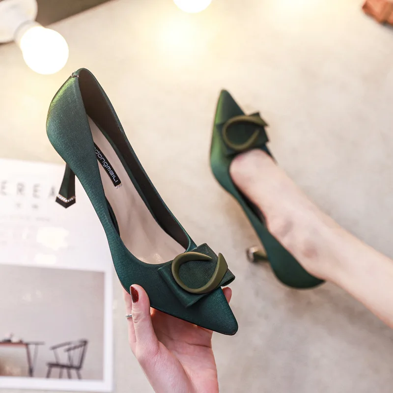 Fine Heeled Shoes Sexy Pump 2023 Pointed Wedge Shallow Mouth Lace-Up Sandals Ladies Slip On All-Match Stiletto Crossdressers Bei