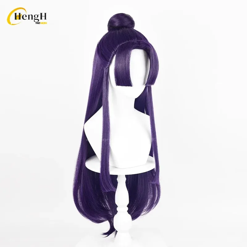 

zizi 2025 аниме Jinshi синтетические длинные 85 см темно-фиолетовый косплей с булочкой термостойкие волосы парики для Хэллоуина + бесплатный парик Ca