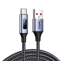 3A Type C Cable QC 3.0 Gast Charging LCD Voltage and Current Display Mobile Phone Charging Cable USB C Micro USB Data Cable