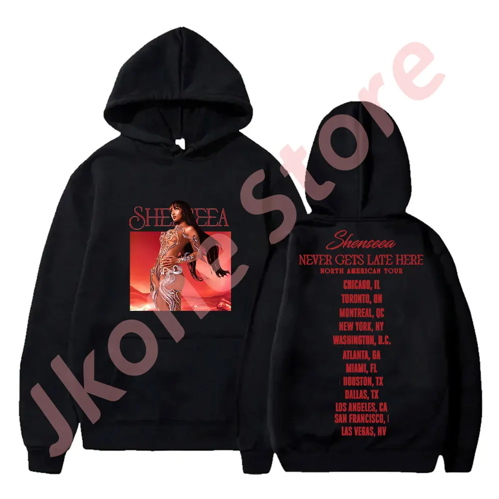 

Shenseea Never Gets Late Here Tour Merch Hoodies Sweatshirts Women Men Fashion Casual Streetwear Pullovers