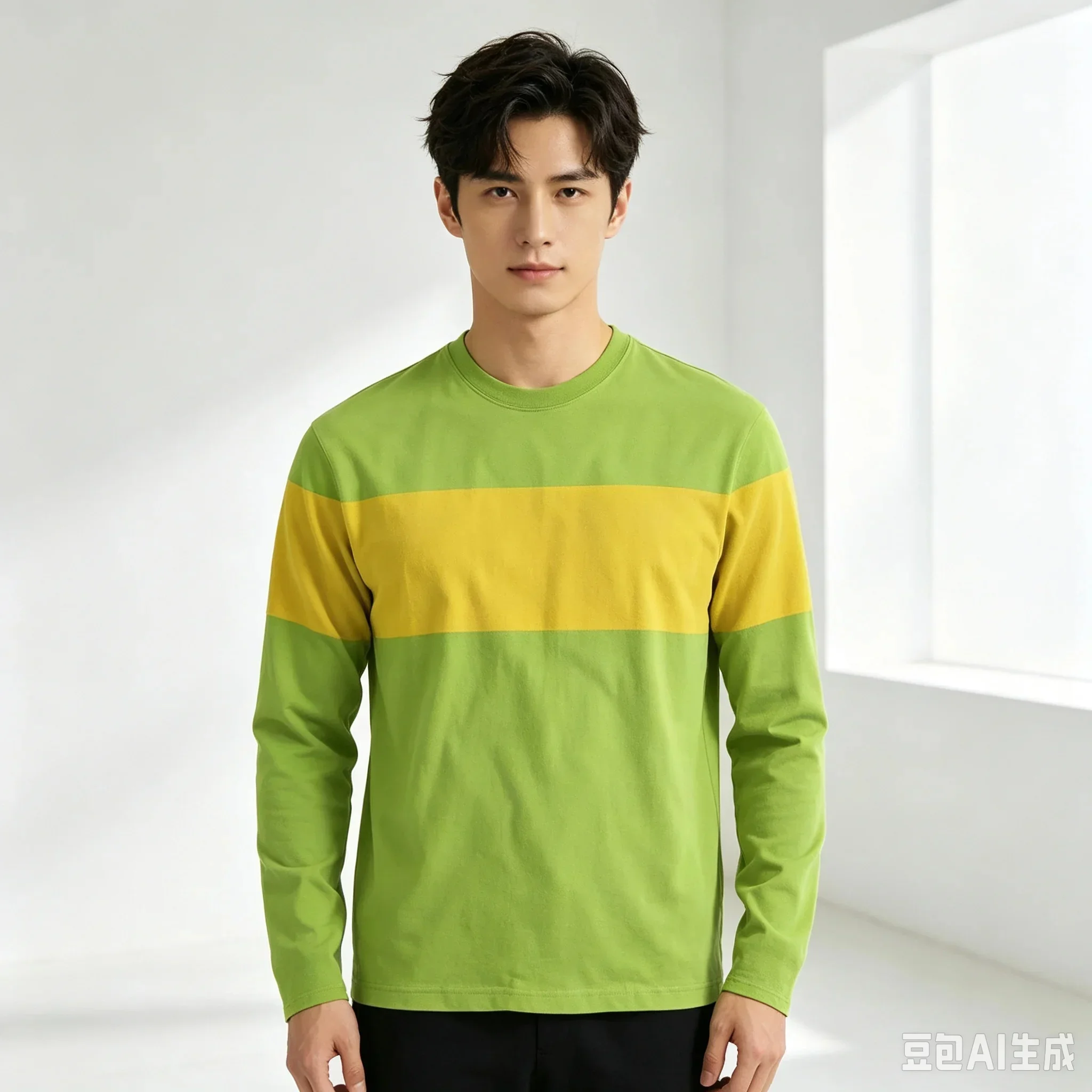 2026 New Unisex Color Block Long Sleeve T Shirt Crew Neck Striped Top Casual Anime Style Cosplay Costume Tee for Men Women