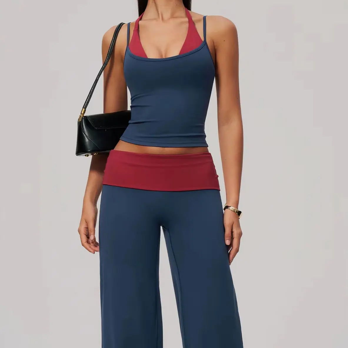 Yoga Set 2PCS Women's Sports Set Workout Clothes Gym Sports Fitness Set Yoga Tank Flared Pants Tracksuits Female Yoga Sportswear
