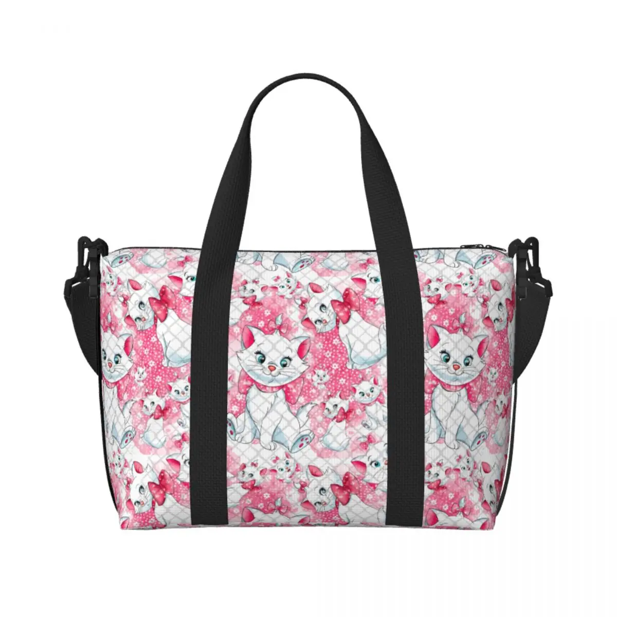 

Custom Maries Cat Anime Pattern Beach Tote Bag Women Extra Large Gym Carry On Travel Shopping Bags