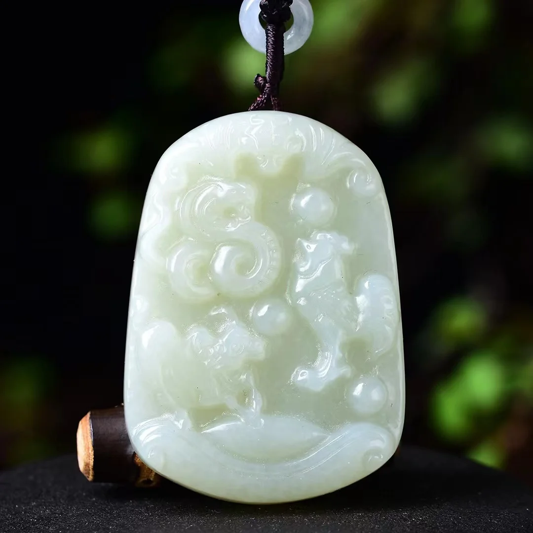 Exquisite Hetian Jade Triple Zodiac Sign (Cow, Snake, Rooster) Pendant Jewelry 1709