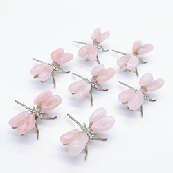 1PC Natural Rose Quartz Dragonfly Crystal Pink Stone spar crafts Butterfly Statue Reiki Healing Home Decoration Children Gift