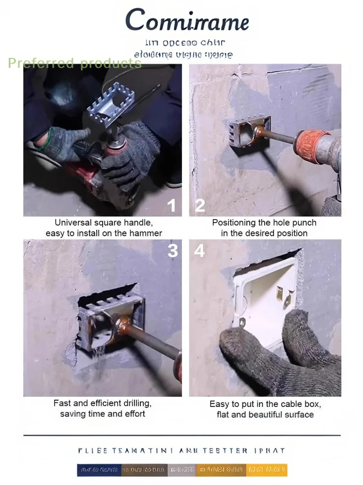 

Plumber Essential Square Drill Hole Opener, Electric Hammer and Wall Slotting Tool Set for Socket Installation