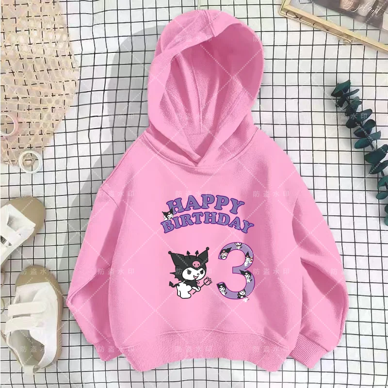 

Little Girls Clothing Kawaii Cartoons Children Top Children's Hoodies Caricature Girly Clothes Birthday Number 3-12 Hoodie Girl